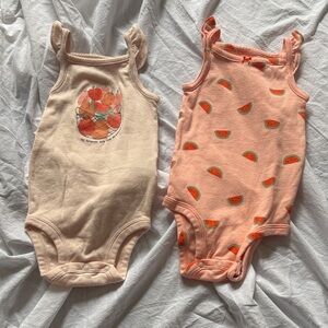 Carter's Peach & Coral Watermelon Print Baby One-Piece Bodysuits